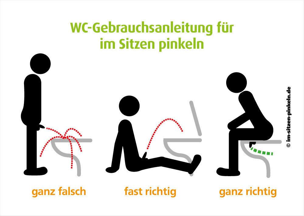 Как правильно писать в туалете. Иллюстрация с сайта im-sitzen-pinkeln.de
