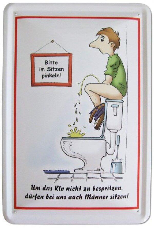 Ещё одна табличка, призывающая мужчин пи́сать сидя. Иллюстрация с сайта https://wms-onlineshop.de/