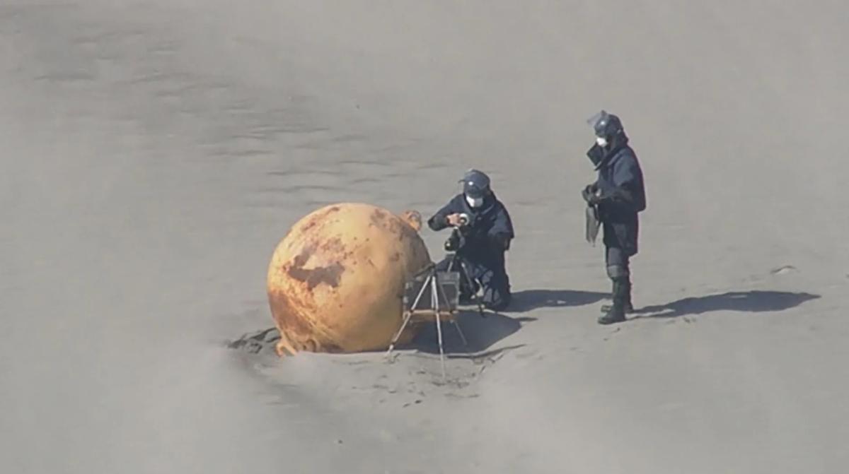 К японским берегам прибивает много странной необяснимой жути. Вот шар. 