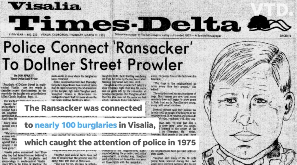 Статья в газете с рассказом о преступлениях Visalia Ransacker