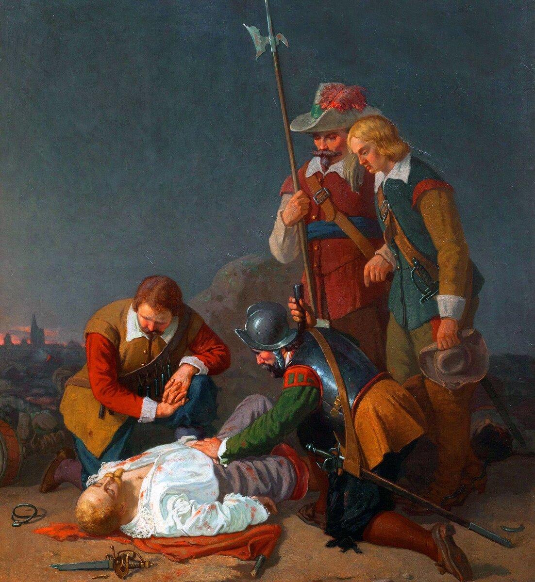 В 1632 году в сражении при Лютцене убили Густава Адольфа. Художник: Axel Kulle
